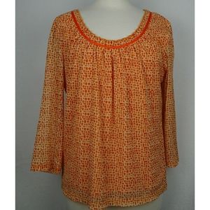 Rafaela orange 3/4 sheer sleeve blouse size P/L